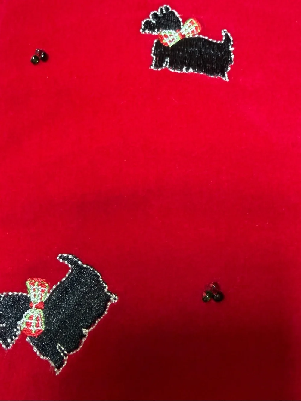 Red Velvet Scottie Embroidered Tote Bag